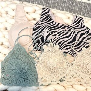 Four Victoria's Secret Zebra,Nude and 2 Lace Bralettes